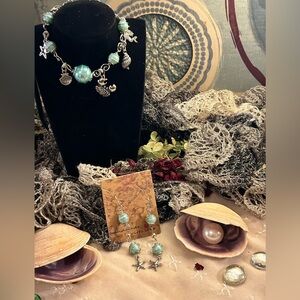 Siren Wire Wrapped Beads Bracelet & Earrings